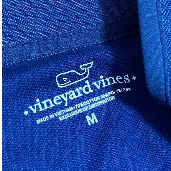 Vineyard Vines Vest Size M Blue Sleeveless Whale Logo Zip Front Performance - Picture 6 of 9